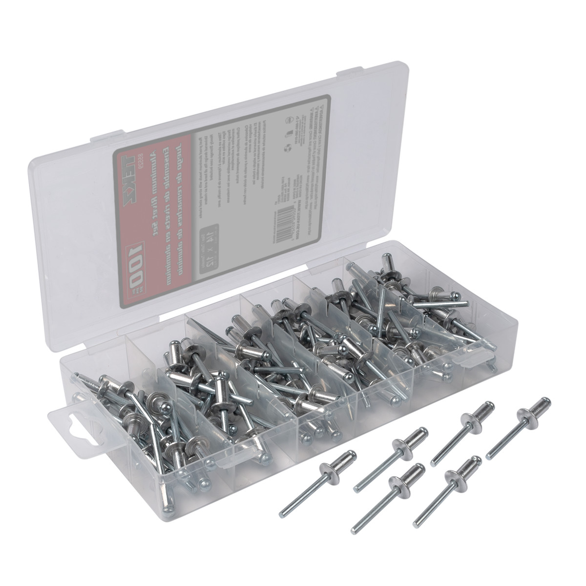 85529 | 100 Piece 1/4 in x 1/2 in Aluminum/Steel Rivet Set