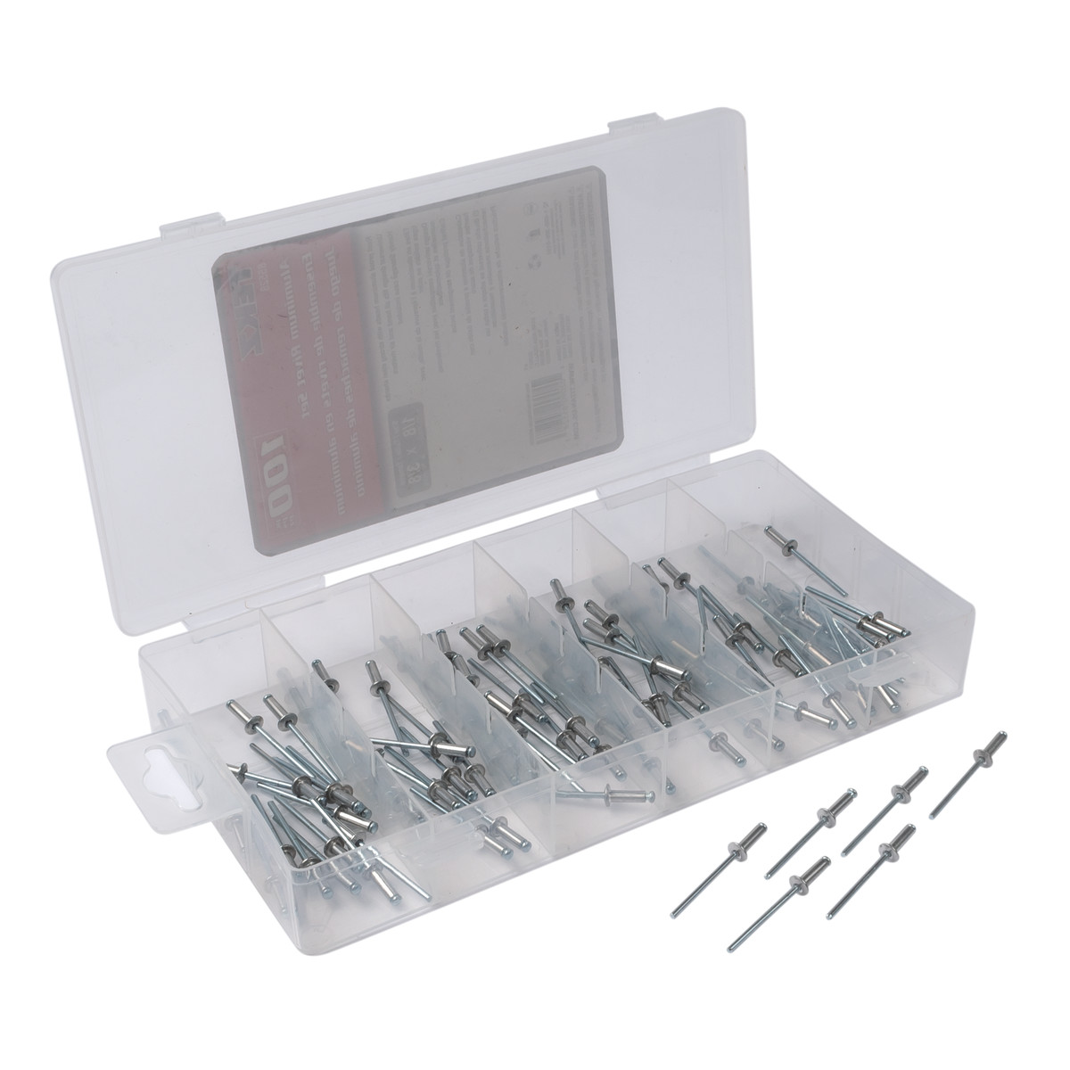 85528 | 100 Piece 1/8 in x 3/8 in Aluminum/Steel Rivet Set