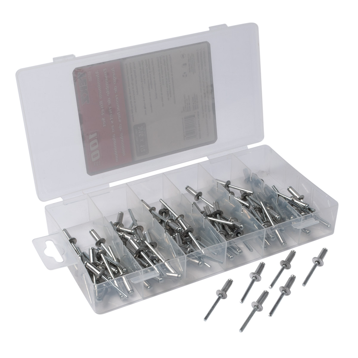 85526 | 100 Piece 3/16 in x 1/2 in Aluminum/Steel Rivet Set