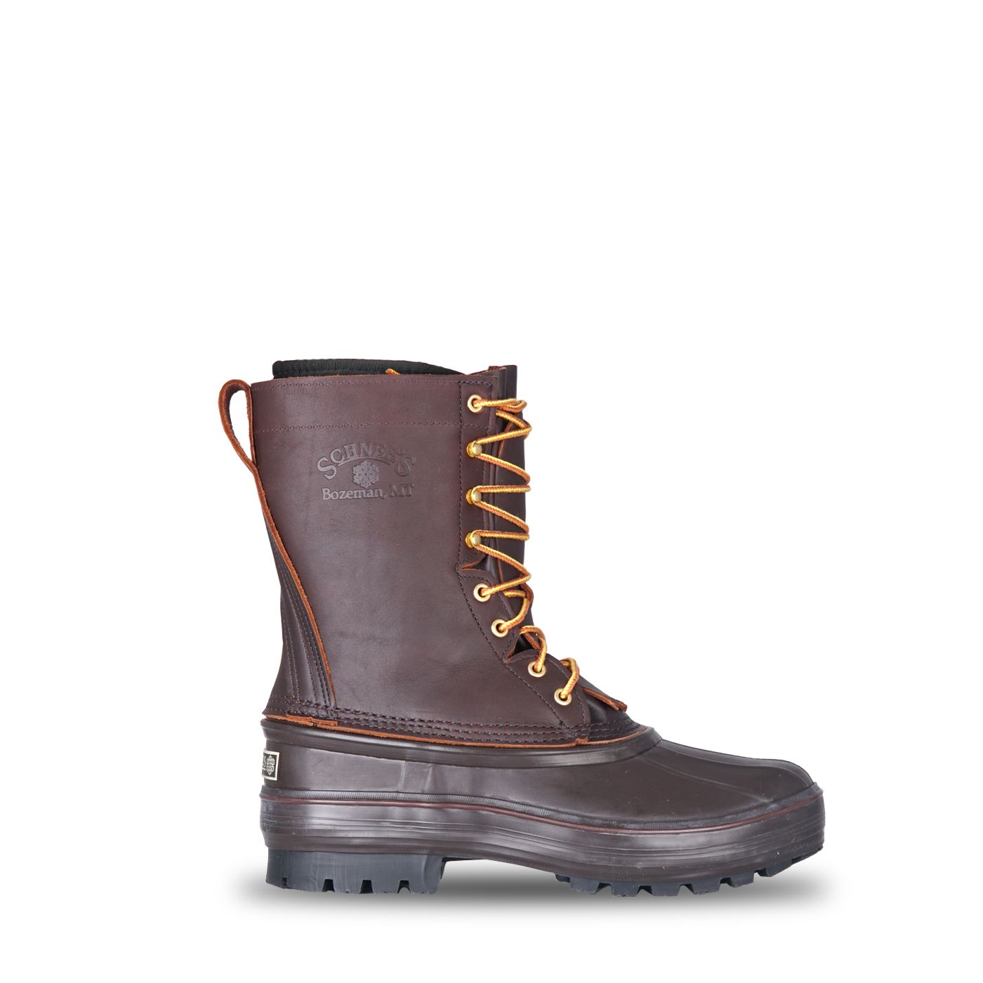Schnee's Hunter II 10-inch Brown Leather Pac Boots, Traction Outsole