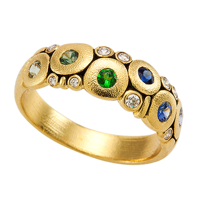 Alex Sepkus 18K Sapphire and Diamond (Sapphire and/or Tsavorite) "Candy" Dome Ring