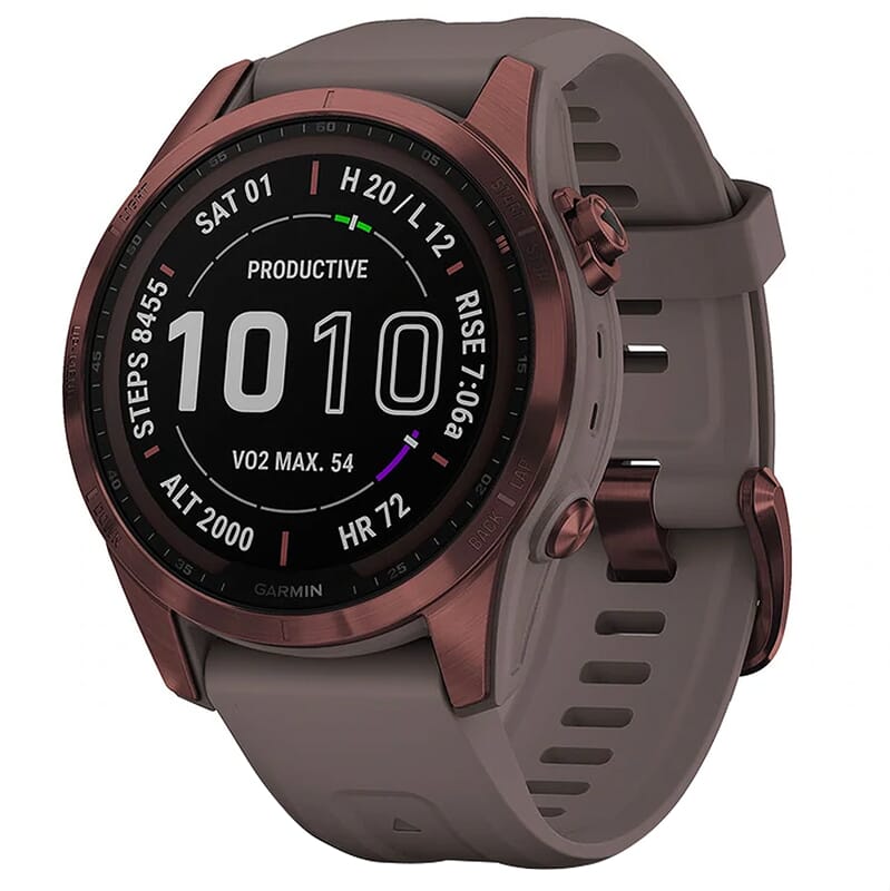 Garmin fenix 7S Sapphire Solar Dark Bronze Titanium w/Shale Gray Band Smartwatch 010-02539-28