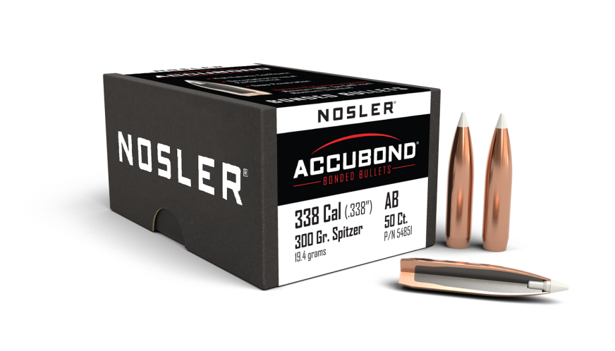 Nosler AccuBond AB - 338 300g SP (50ct, M/P of 3) Bullets 54851