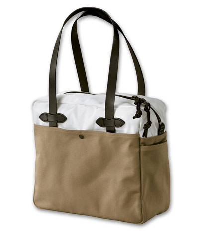 Filson Tan/White Canvas Top Zip Tote FIL-70089-TW