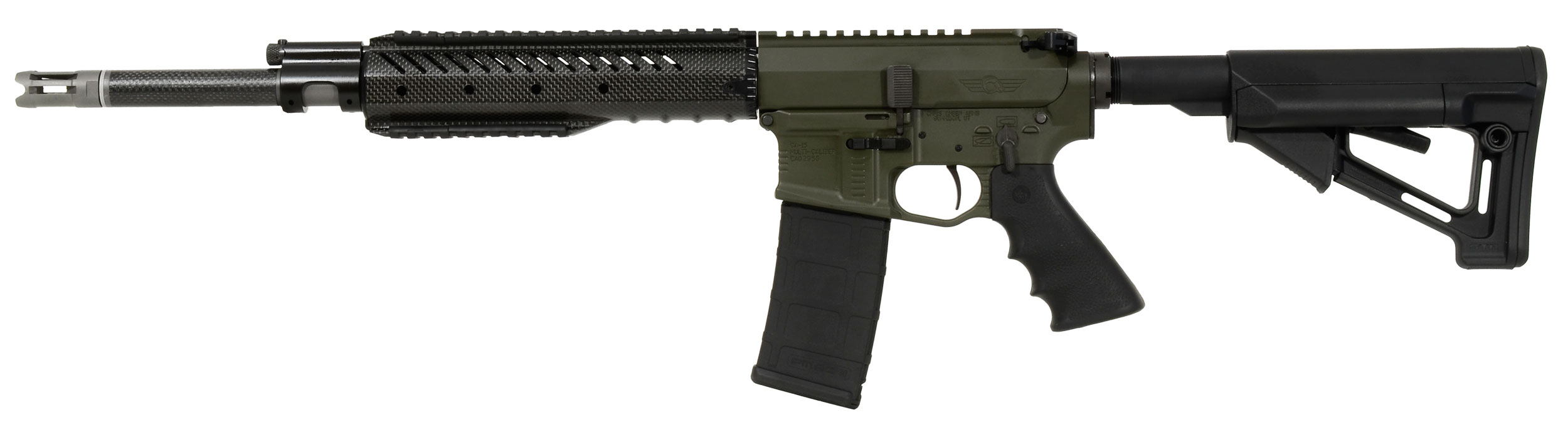 Christensen Arms CA-15 Recon Green receiver, carbon wrap 223, 16 inch bbl, Magpul STR stock, one 30