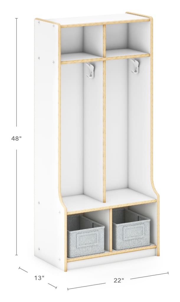 Specifications of EdQ 2-Section Locker with Bench with size 22 x 13 x 48