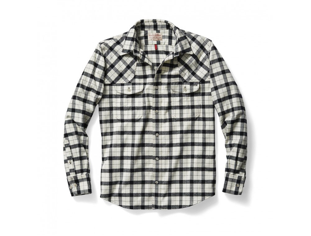 Filson Hunting Shirt Cream Flannel Black 2XL 10497