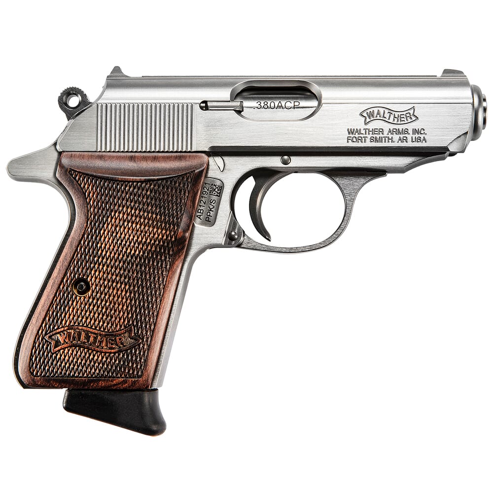 Walther Arms PPK/S .380 ACP 3.3" Bbl SS Pistol w/Walnut Grips and (2) 7rd Mags 4796004WG