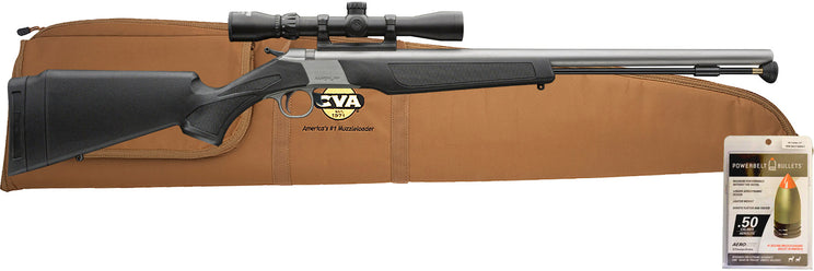 WOLF 300 AeroLite 24&quot; Bbl Stainless Steel/Black w/Durasight Mount, KonusShot 3-9x32, Soft Case, &amp; Aerolite Powerbelt Bullets 50 CAL
