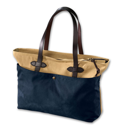 Filson LG Tan/Navy Zip Tote FIL-70086-NT