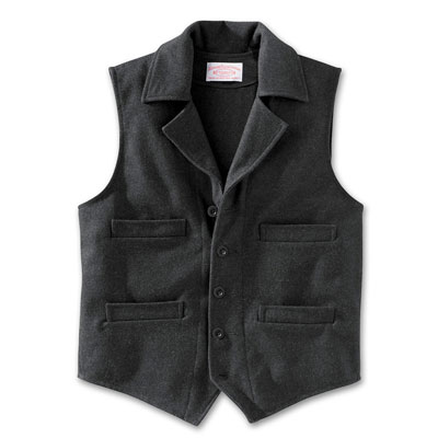 Filson XS Charcoal LT Wool Western Vest 10422-CH