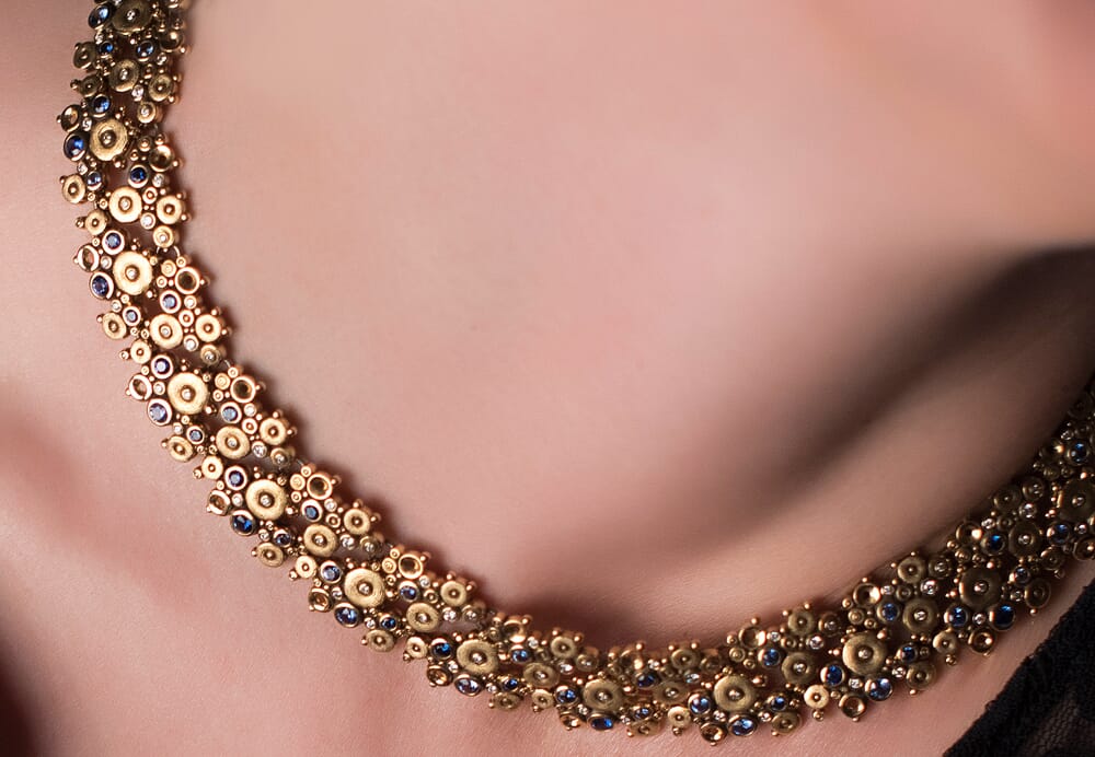 Alex Sepkus 18K Sapphire and Diamond Lace Necklace