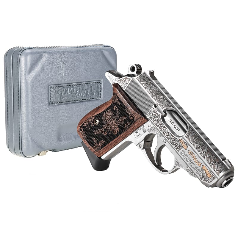 Walther Arms PPK Stainless 90th Anniversary .380 ACP 3.3" 1:10" Bbl Pistol w/Pau Ferro Wood Grips, German Oak Leaf Engraving & (2) 6rd Mags 4796003