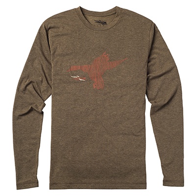 Sitka Duck Sketch Tee LS Mud Small|20038-MD-S