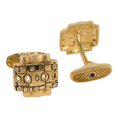 Alex Sepkus 18k Sapphire/Diamond "Open Oval" Cufflinks C-16