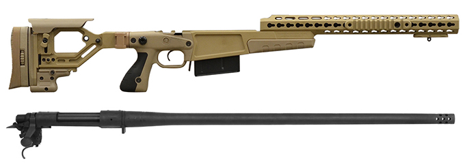 Remington 700P MLR 338 Lapua Mag with Accuracy International AX CIP Pale Brown Chassis/Barreled Action Kit
