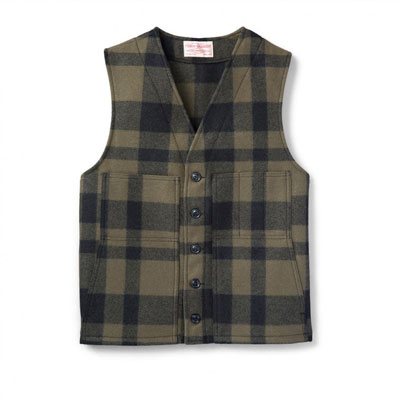 Filson Mackinaw Wool Vest Otter Green Black 46 10055