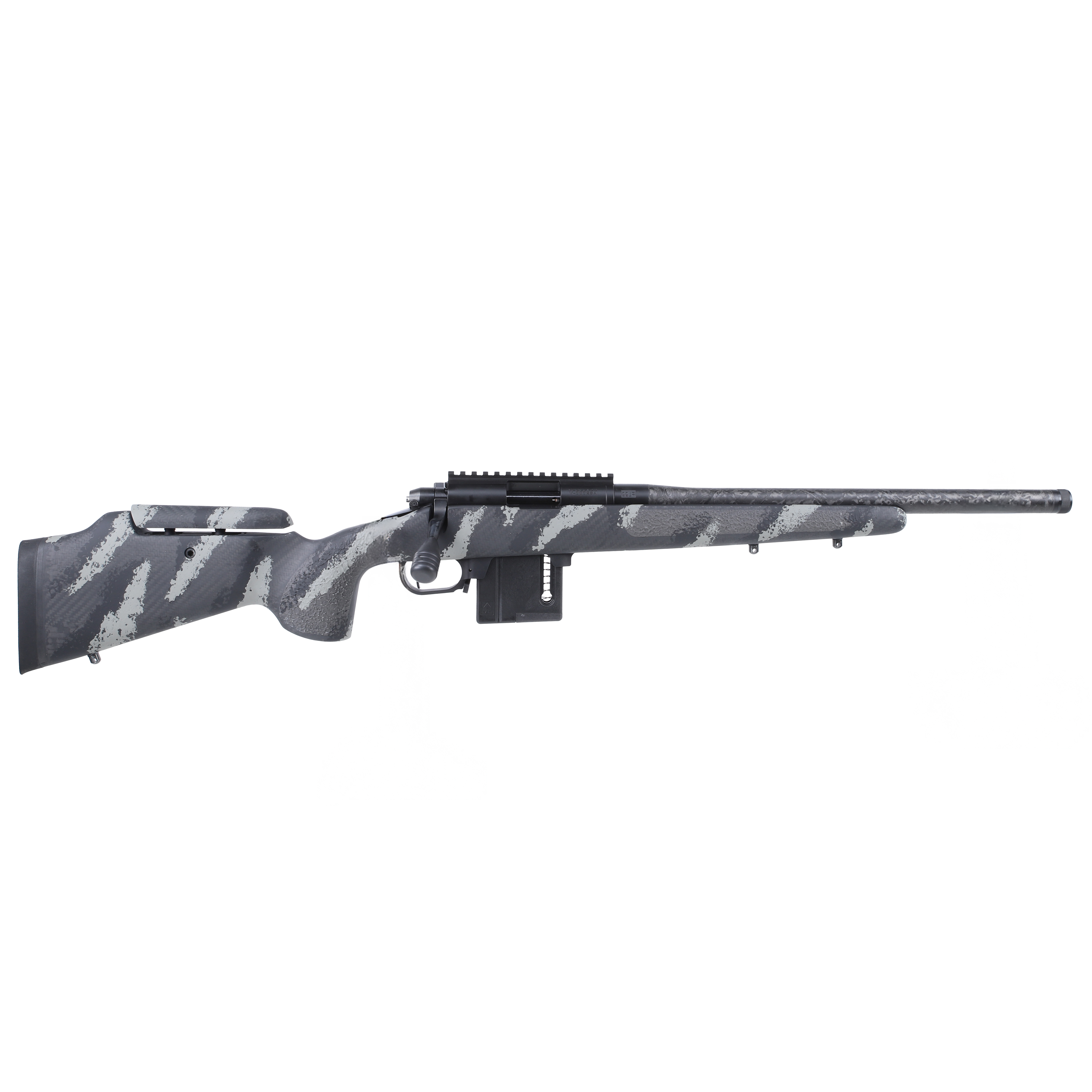 Vudoo Gun Works Gen2 18&quot; Bbl Proof 1/2-28 30MOA PP Altitude Stock Adjustable Comb PP Rem SA M5 Bottom Metal SIN-V22-RH-BLK-CF18TBS-PPA-SANTH