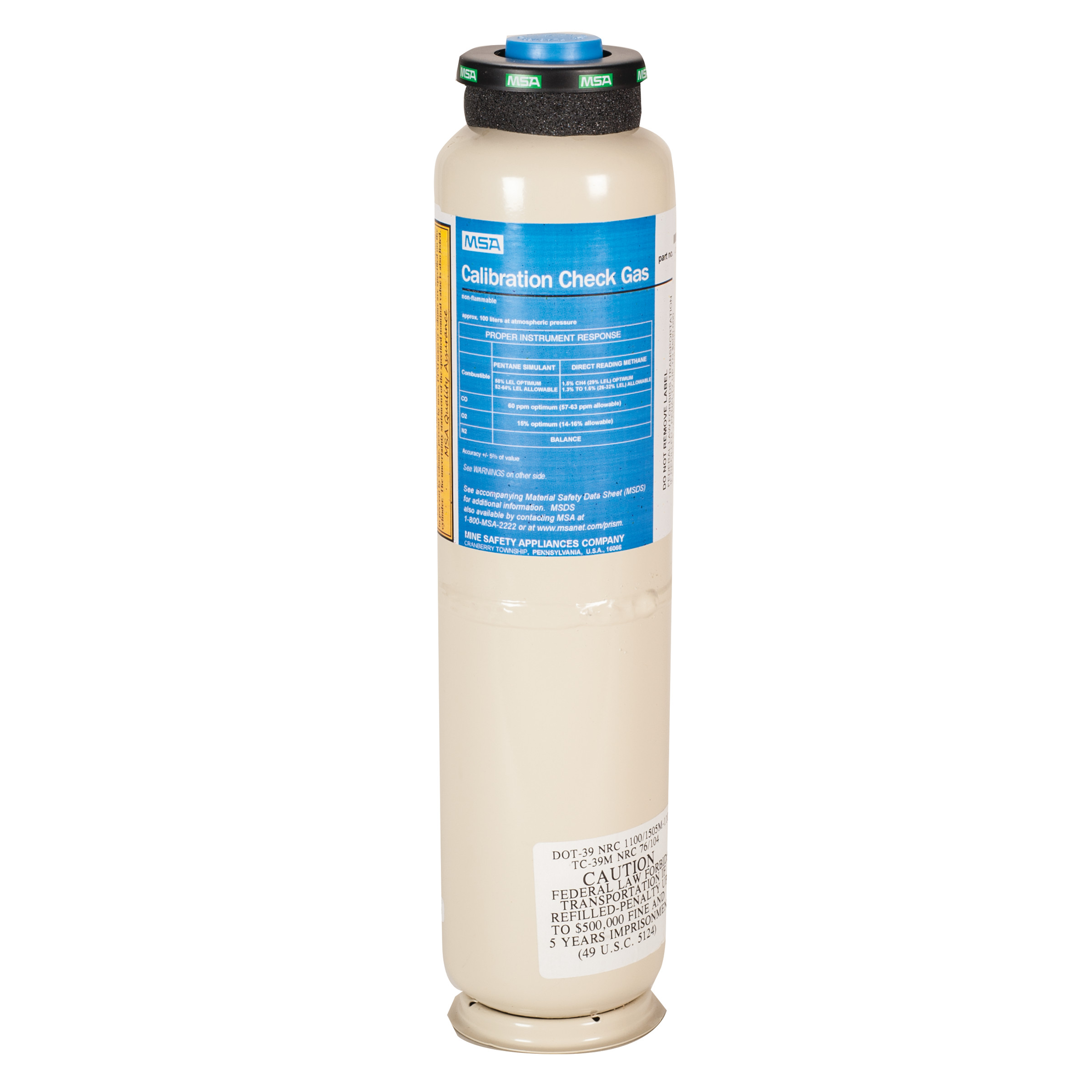 GAS, 100L, 1.45% CH4, 15% O2, 60 PPM CO