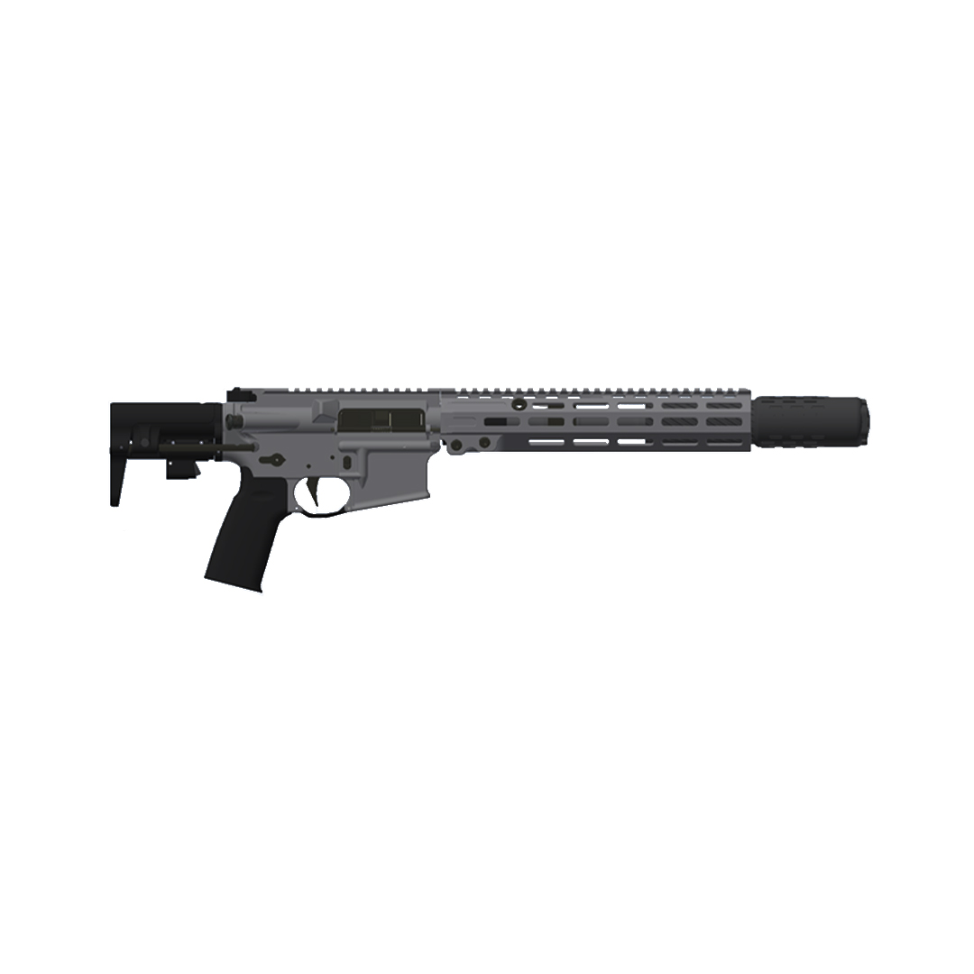 Geissele GFW .300 BLK 8&quot; Bbl F-16 Grey Short Barrel Rifle w/Huxwrx Flow 300 Suppressor 08-668HGV