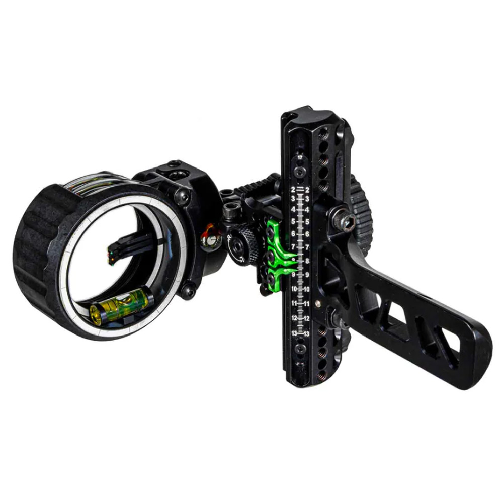 Driver Slider Sight- Mathews® Bridge-Lock - w/ AccuStat II Scope - Micro 3 Pins - .010 Fiber - Stealth ADVR-B310-4AB