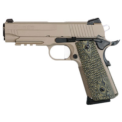 SCORPION, Flat Dark Earth Finish, Low Pro Night Sights, Ambi, Hogue Extreme Series G10 Grips + Magwe 1911CAR-45-SCPN