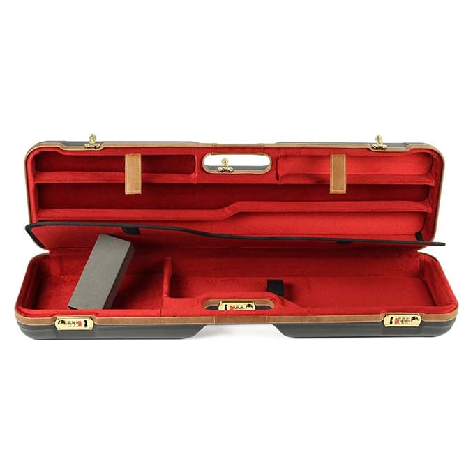 Negrini One Gun - Two Barrels OU SXS Skeet Trap Hunting ABS Black with Brown Leather and Red interior. 1621BLX/5389