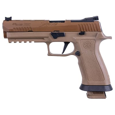 Sig Sauer P320, 9mm, 5", X-Series, Coyote, Striker, Fiber Optic Front w/ Adj. Rear, Mod Poly X Grip, (4) 21rd Steel Mag, Rail Pistol 320X5-9-BAS-COY