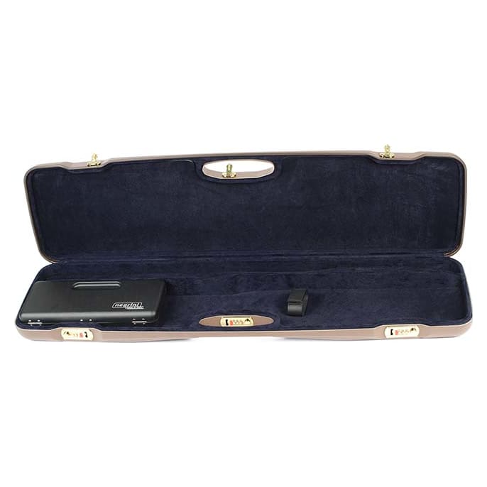 Negrini One Gun Fits all shotguns O/U, SXS, Semi-auto or Pump. Brown with Blue interior. 1607LR-UNI/4711