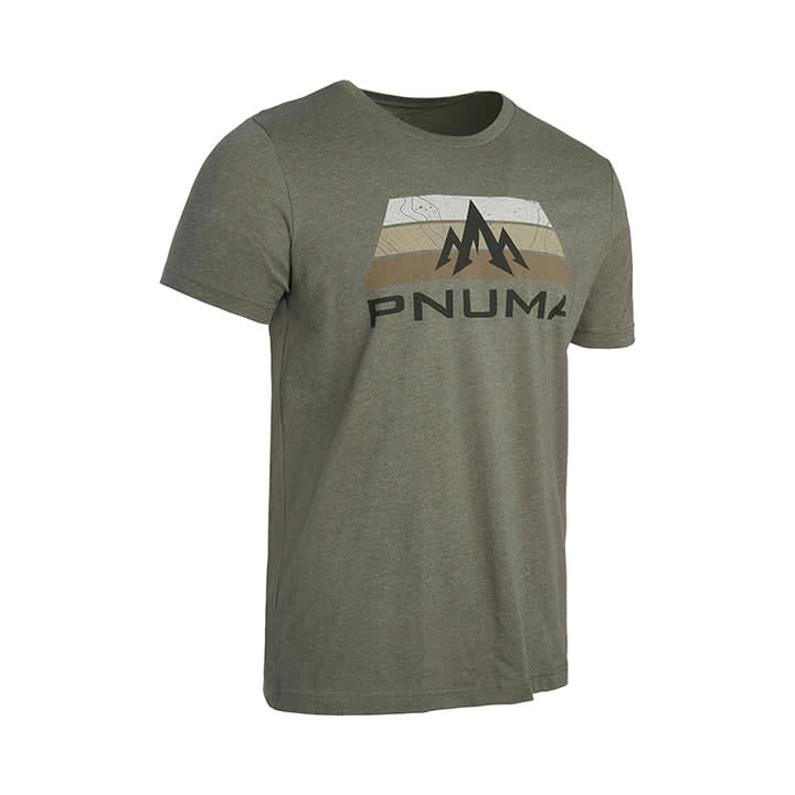 Pnuma Outdoors Topo Logo Tee Shirt, Green Color XL SS-SS-TP-GN-XL
