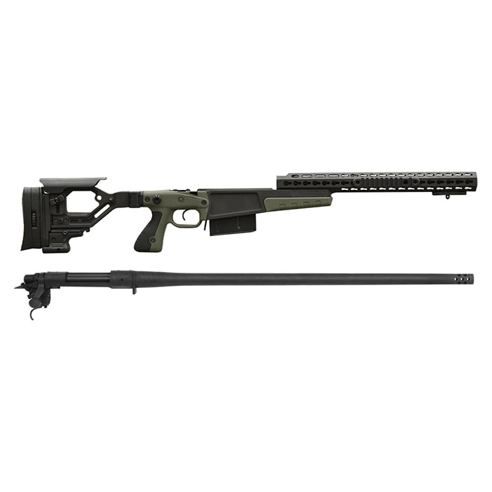 Remington 700P 5R 300 Win Mag with Accuracy International AX Chassis - 16" forend tube Green