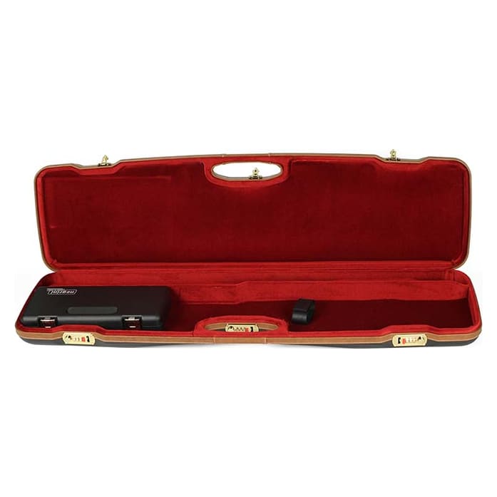 Negrini One Gun Fits all shotguns O/U, SXS, Semi-auto or Pump. Black with Tan Leather and Bordeaux interior. 1607LX-UNI/4713