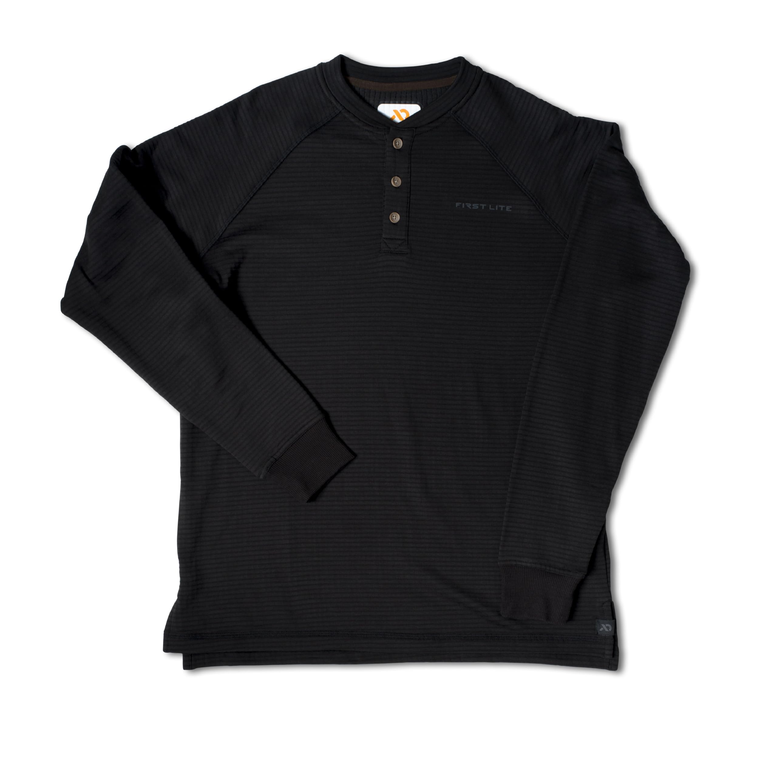 First Lite Men's ThermaGrid Merino Henley Black MD MBTHNBKMD