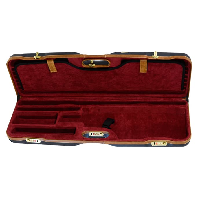 Negrini One Gun Skeet High Rib with Forend Off Black Tan Leather Trim Handle Bordeaux Interior 1659LX-TUBE/5268
