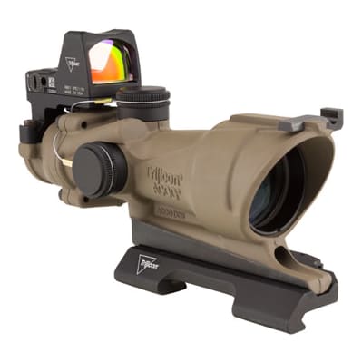 Trijicon TA01-ECOS ACOG 4x32 Dark Earth Brown, Center Illum Amber Crosshair 223 Ballistic Reticle w/ - Trijicon ACOG