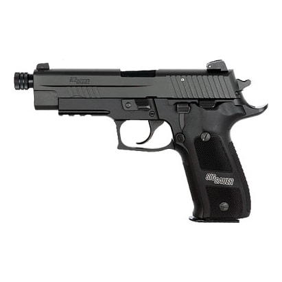 ELITE DARK, Black Nitron Finish, SRT, SLITE Night Sights, Aluminum Checkered Grips---Same as P226 El E26R-9-DSE-TB