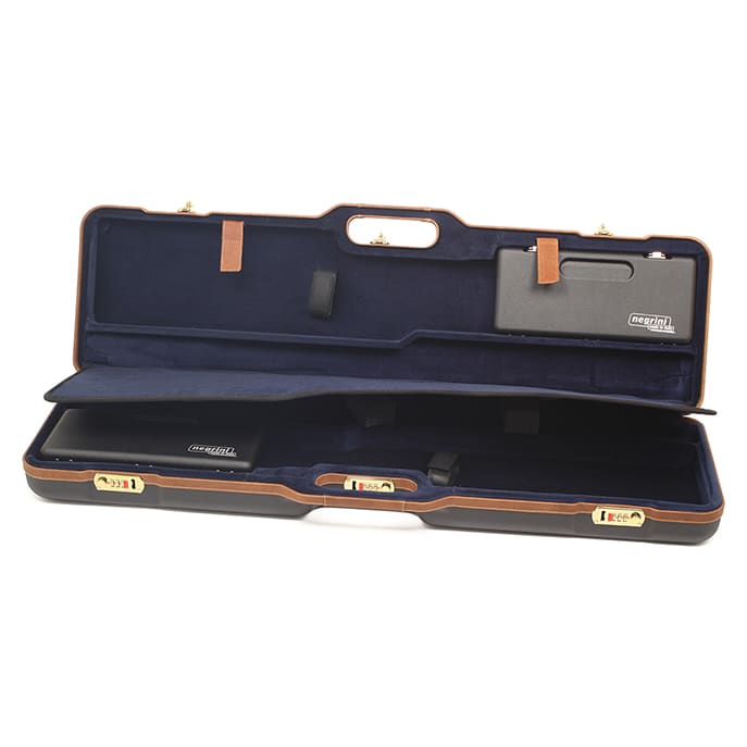 Negrini Two Gun Transformer - ABS Fits all shotguns O/U, SXS, Semi-auto or Pump. up to 36" Black with Blue interior. 1677LX-TRANS/5078