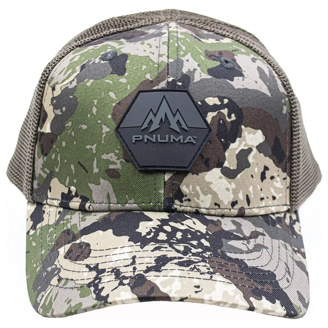 Pnuma Outdoors Lifestyle Mesh Trucker Cap, Center Patch, Caza Camo P608C