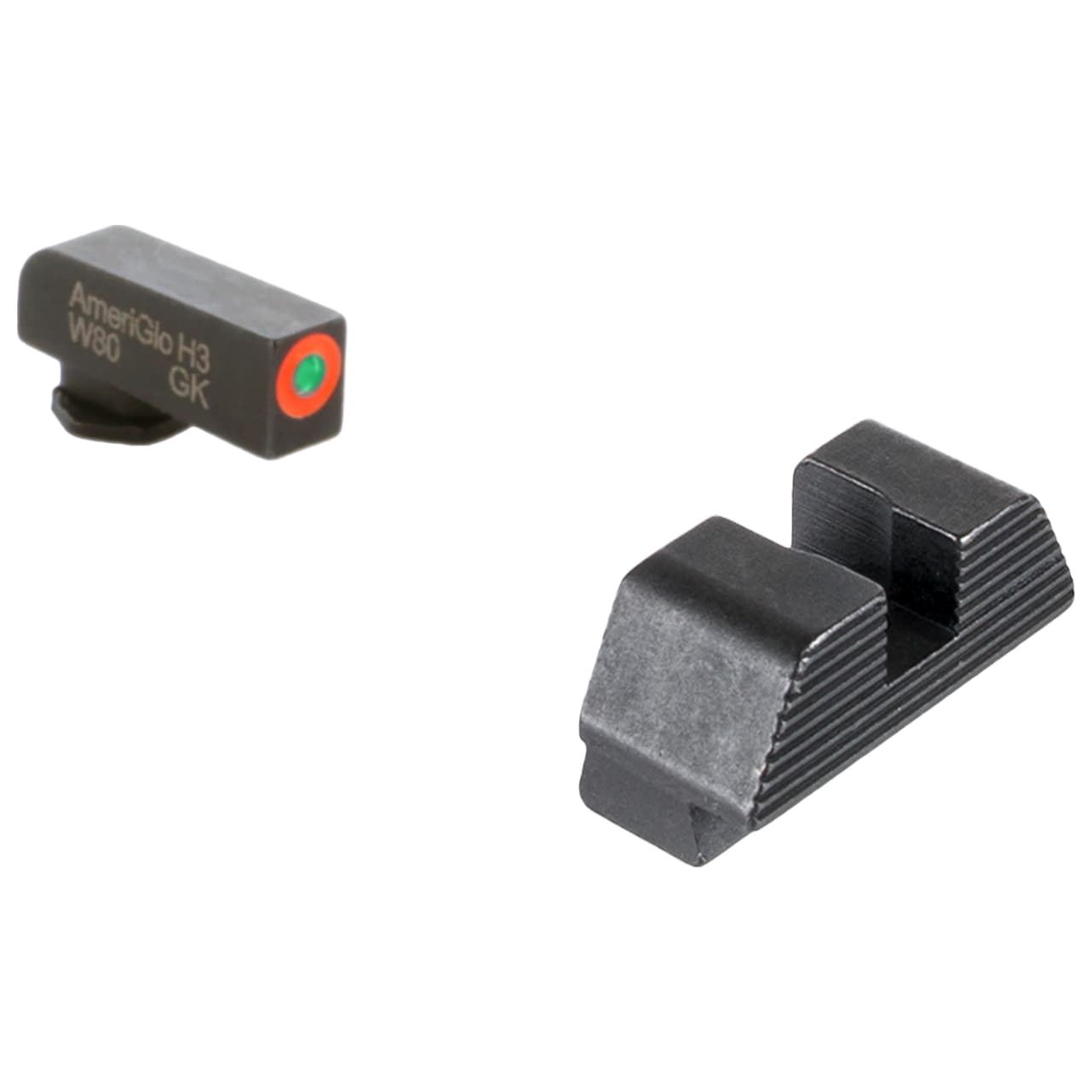 Ameriglo Protector Green Tritium w/Orange Outline Front, Black Serrated Rear Sight Set for Glock Gen5 9/40 GL-5433