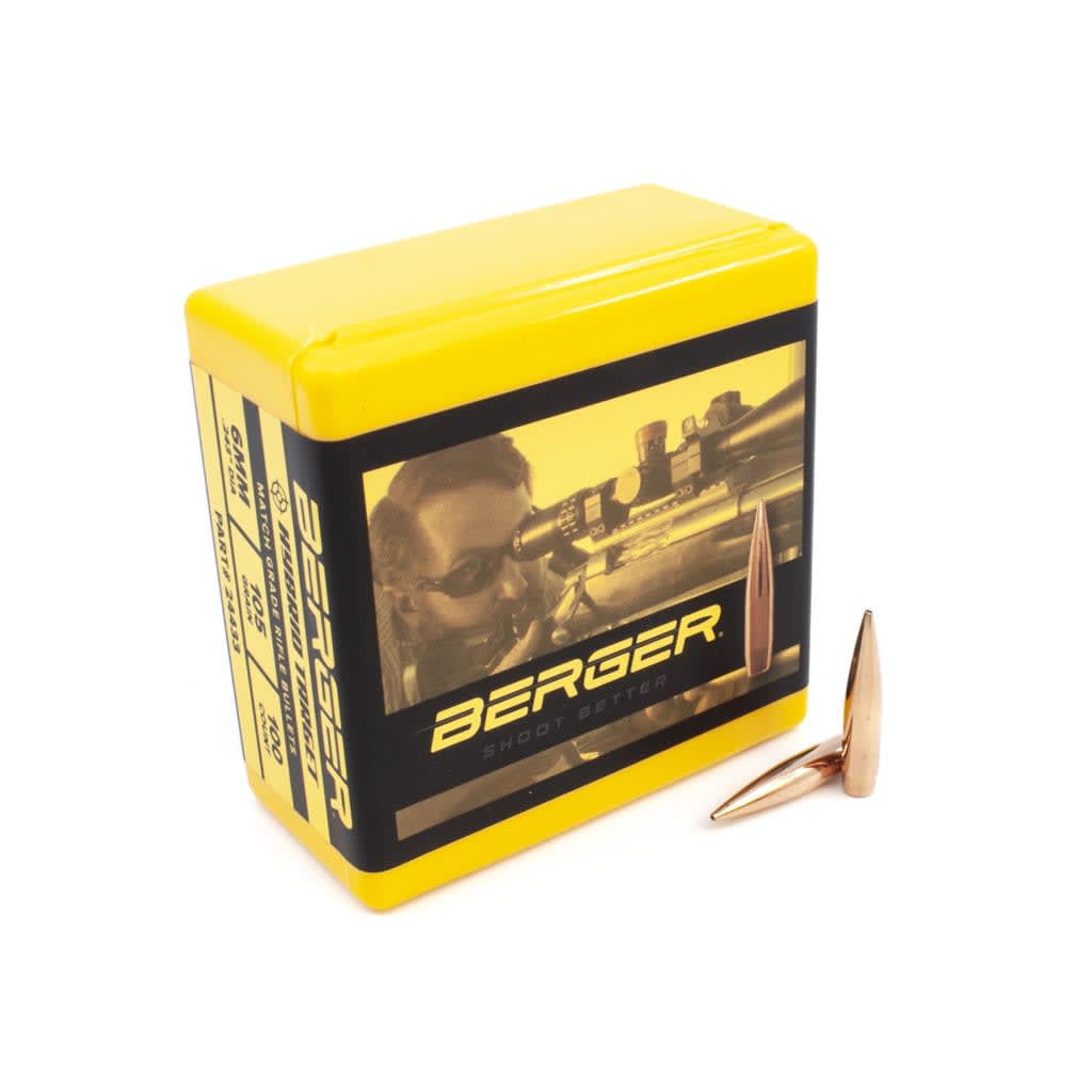 Berger 6mm 105gr Hybrid Target Bullets (1500/Box) 24933