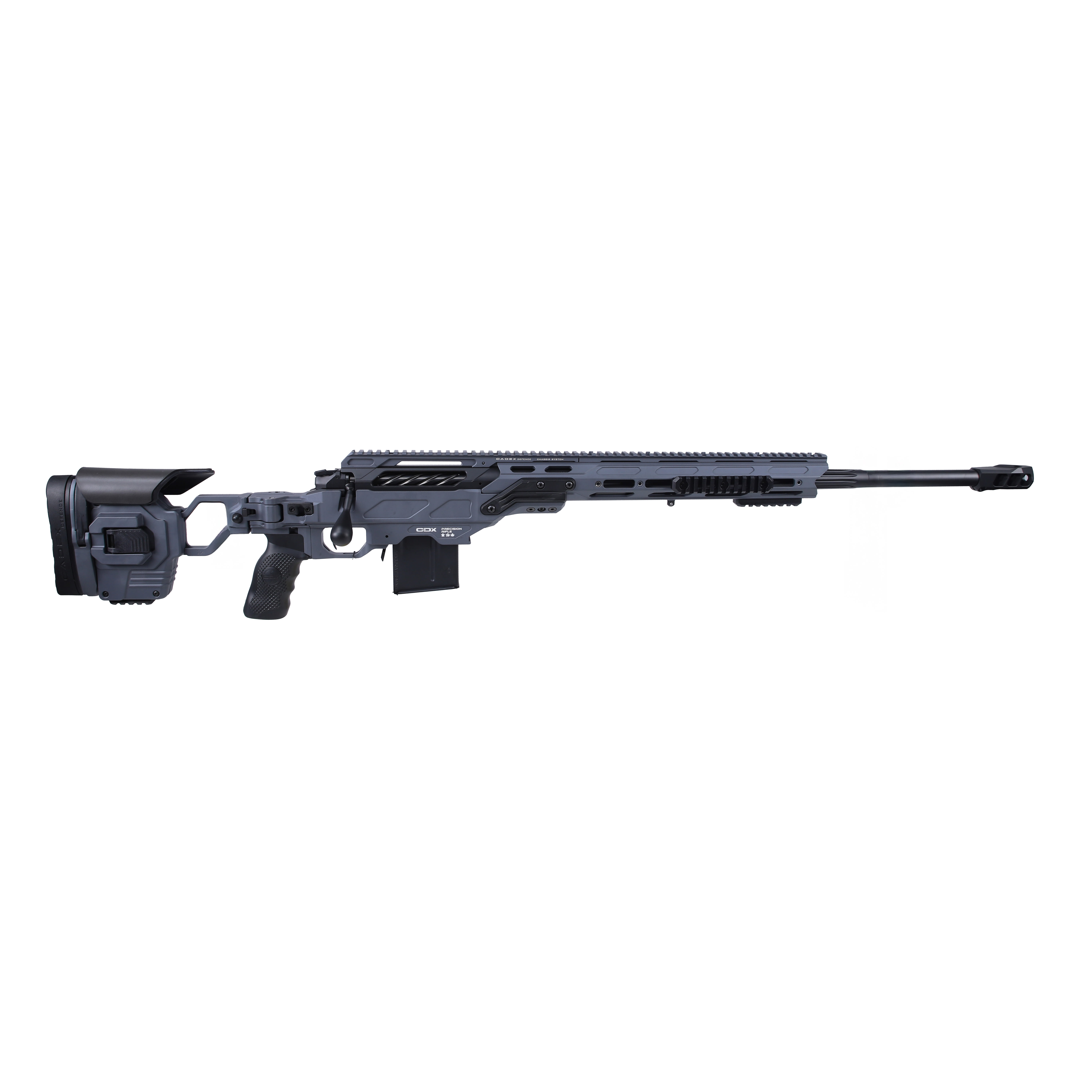 Build Rifle : CDX-30 LITE precision, 6.5 Creedmoor, 26" Barrel - Color: HGB (Hybrid Grey Black)  - Barrel : Bartlein 1:8 Twist, 5/8"-24 TPI  - Muzzle Brake: MX1  - Buttstock : Standard Foldable  - Top Rail : 20 MOA  - Mag Type : DSSF 3.055"