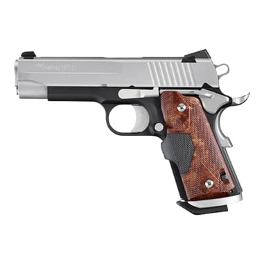 C3, Alloy Frame, Two-Tone Finish, Low Profile Contrast Sights, Magwell, Wood Grain CTC Laser Grips 1911CO-45-TSS-C3P-CTW