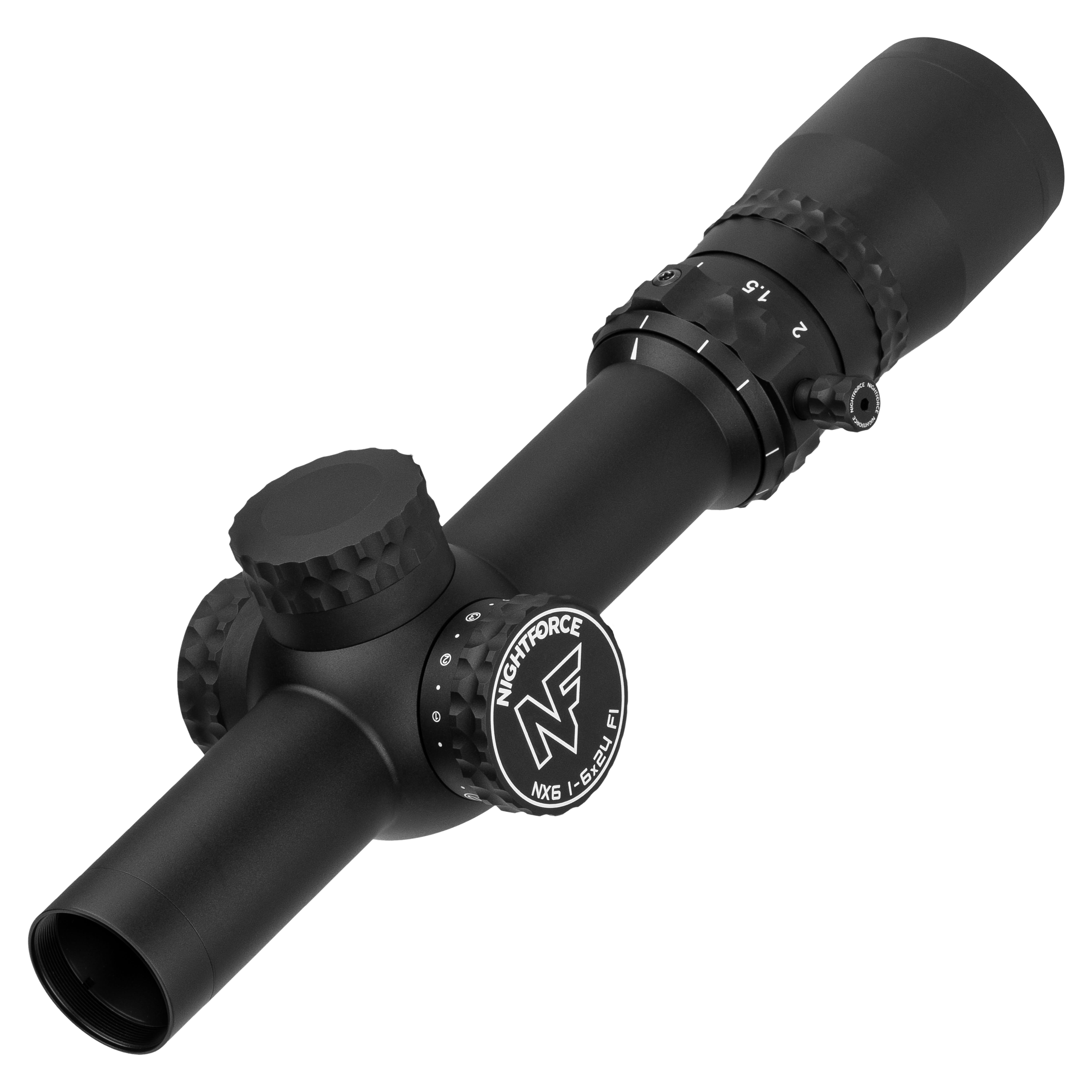 Nightforce NX6 1-6x24mm F1 Capped W/E .2 MRAD FC-DMx First Focal Plane Reticle Riflescope C726