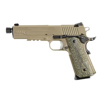 SCORPION, Flat Dark Earth Finish, Low Pro Night Sights, Ambi, Hogue Extreme Series G10 Grips + Magwe 1911R-45-SCPN-TB