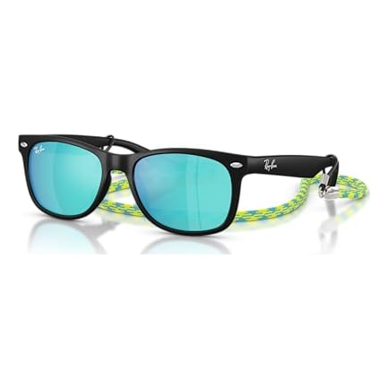 Ray-Ban Junior New Wayfarer Rubber Black Light Green Mirror Blue 0RJ9052S-70285547