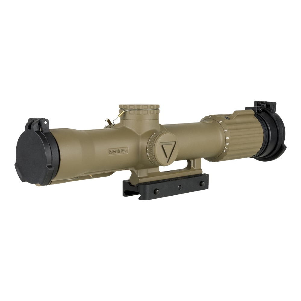Trijicon VCOG 1-8x28 Red MRAD Crosshair Dot Reticle Flipcaps Cerakote FDE FIR-265 Riflescope w/Larue Tactical LT799 Mount VC18-C-2400021