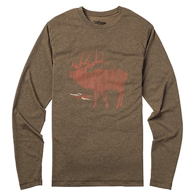 Sitka ELK Sketch Tee LS Mud Small|20040-MD-S