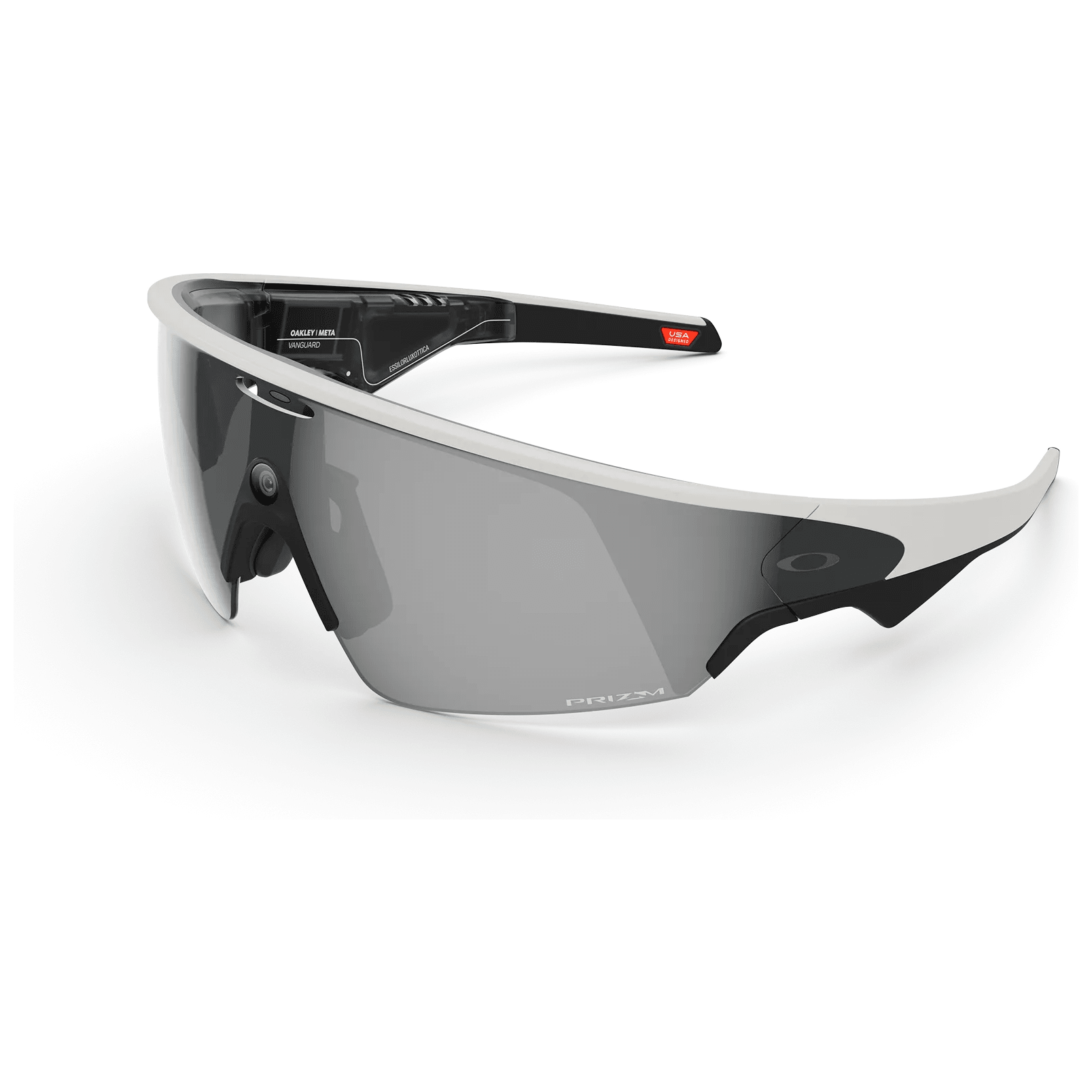 Oakley META Vanguard White w/Prizm Black Rectangle Shield - Toric Lens 6.25x4.24 Nylon (Semi-Rimless) Sunglasses OW8001-05
