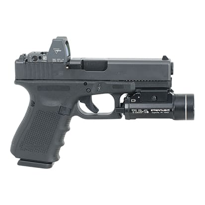 Glock 19 LE MOS 9mm with 3 mags (15 rd) Trijicon RM01 3.25MOA red dot, Streamlight TLR-1s Light, and Kydex holster. Used: Excellent condition UA1193 PG1950202MOS