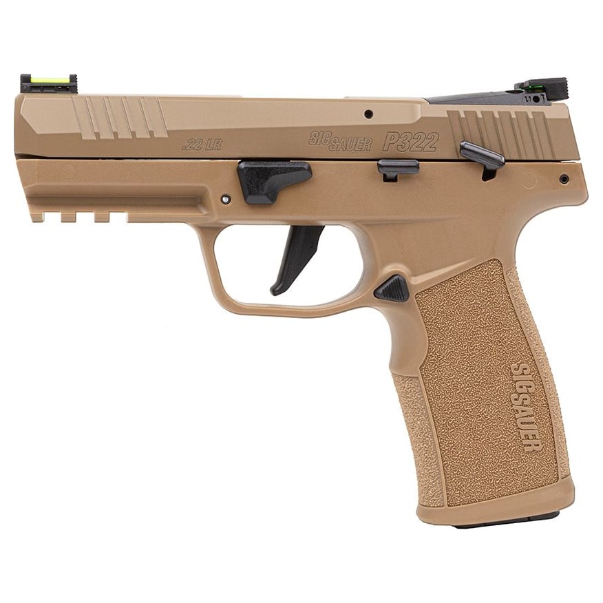 Sig Sauer P322 Coyote 22LR 4" Bbl SAO Adjustable Fiber Optic Sights Polymer Grip Pistol w/(2) 20rd Poly Mag 322C-CAS